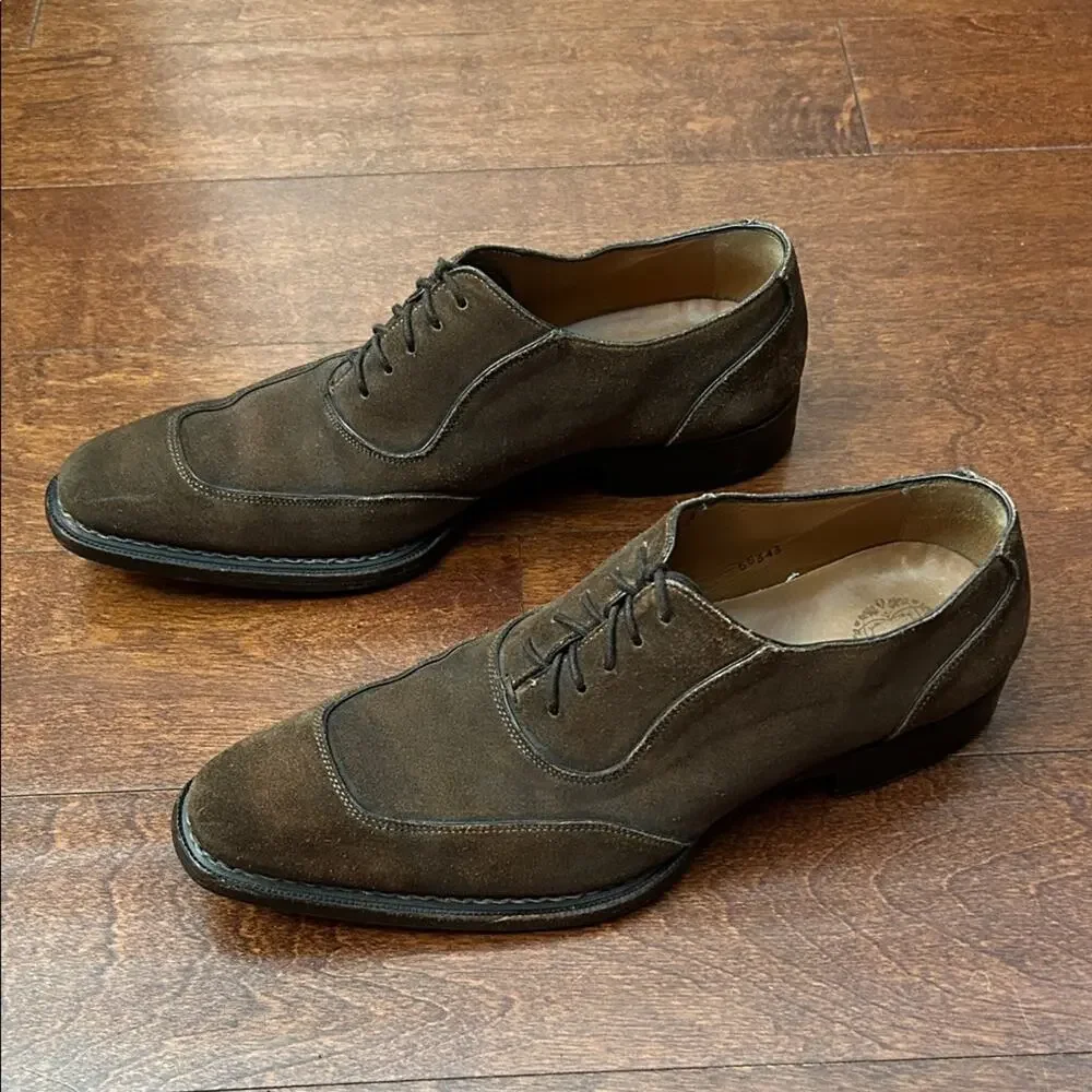 Mezlan Men's Ambrose Brown Suede Lace-Up Oxfords with a Tapered Toe, Size 9.5